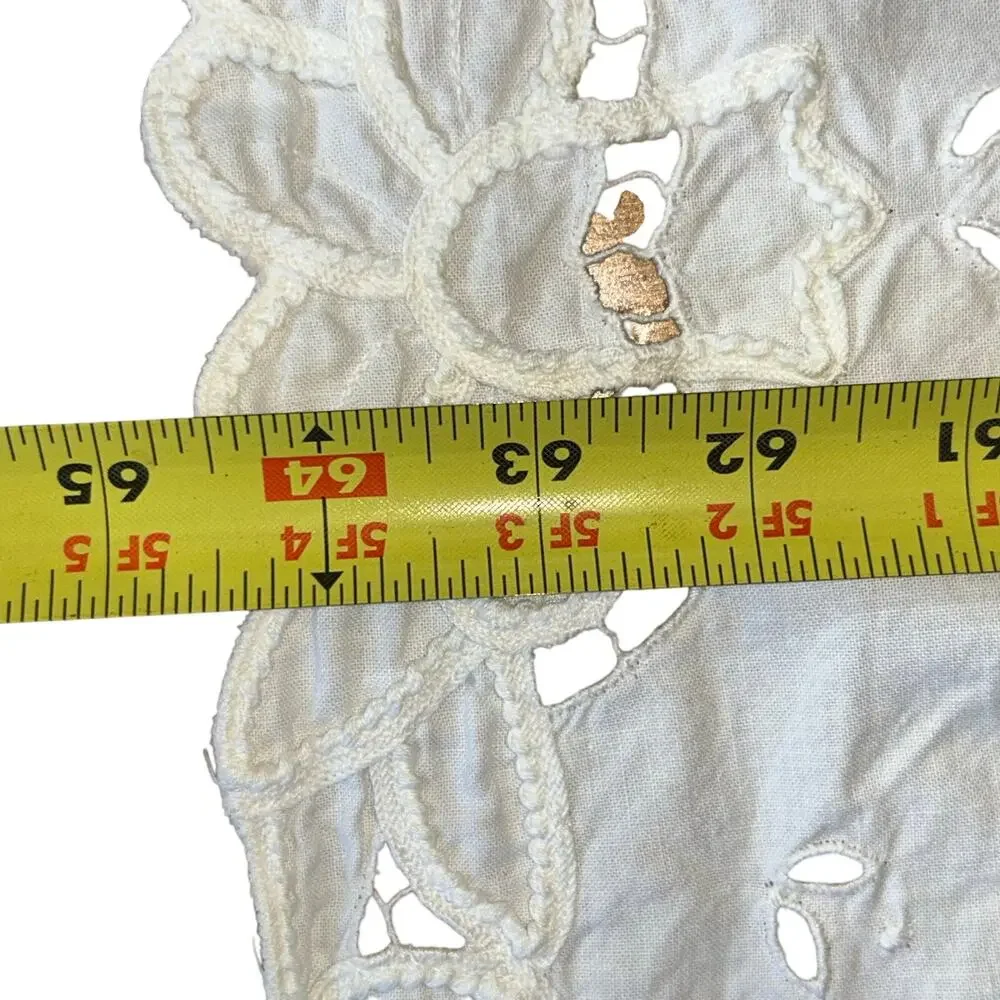 Vintage JCPenney white embroidered cut out table cloth